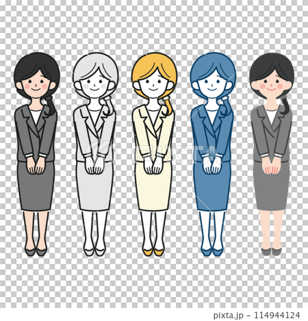 シンプルでかわいい社会人女性の全身ベクターイラスト、OL、スーツ 114944124