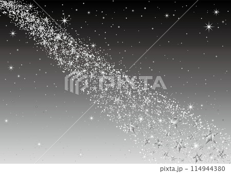 キラキラした星が斜めに並ぶグレーの背景-横型 114944380
