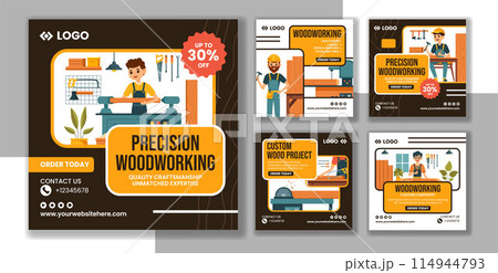 Woodworking Social Media Post Flat Cartoon Hand Drawn Templates Background Illustration 114944793