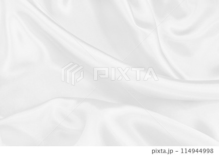 White fabric cloth texture for background and design art work, beautiful crumpled pattern of silk or linen.. 114944998