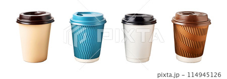 様々なコーヒーの紙コップイラスト 114945126