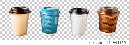 様々なコーヒーの紙コップイラスト 114945126
