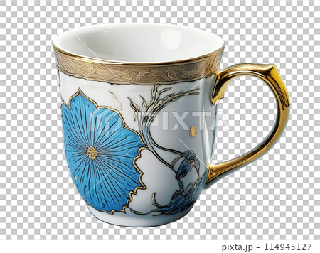 アンティークな架空のコーヒーカップ　背景透明 114945127