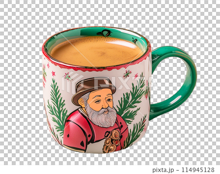 ユニークな柄が入った架空のコーヒーカップ　背景透明 114945128