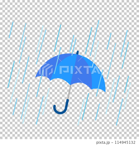 Vector landscape image of a blue umbrella getting wet in a downpour 114945132