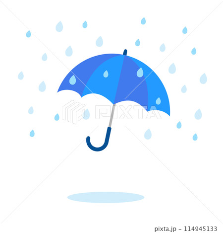 雨に濡れる青い傘のベクター風景画像 114945133