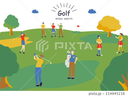 ゴルフを楽しむ人達 ゴルフを楽しむ人達 114945216