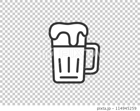 杯子裡的生啤酒圖示(線條畫)的插圖 杯子裡的生啤酒圖示(線條畫)的插圖 114945259