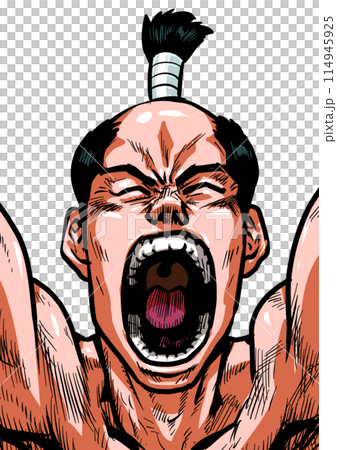 Illustration of a naked man cheering Illustration of a naked man cheering 114945925