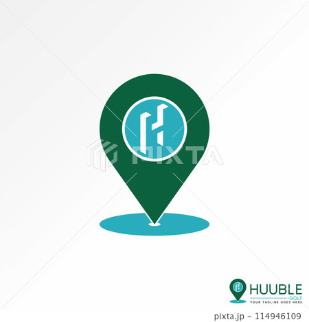 Logo design graphic concept creative vector premium stock unique place symbol with initial letter H 3D shadow font. Related monogram typography brand 114946109
