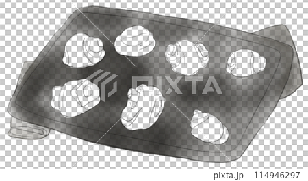 Illustration of bread on a baking sheet 114946297