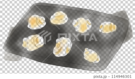 Illustration of bread on a baking sheet 114946301