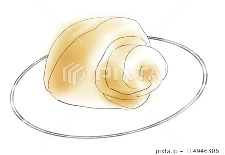 皿にのせたパンのイラスト 皿にのせたパンのイラスト 114946306
