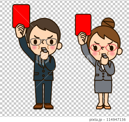 舉紅牌的商務男女 114947136