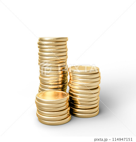 Golden Coin on White Background. 3D Illustration. File With Clipping Path. 114947151