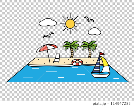 簡單的大海,海灘插畫 簡單的大海,海灘插畫 114947285
