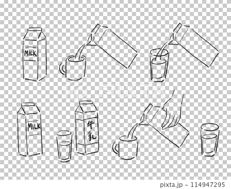 Pouring milk hand drawn line art illustration 114947295