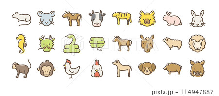 十二支アイコンセット　正面顔と横向き 114947887