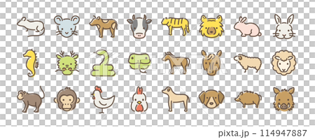 十二支アイコンセット　正面顔と横向き 114947887