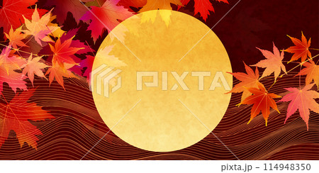お月見　十五夜　秋　背景 114948350