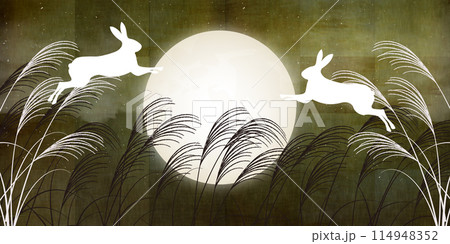 お月見　十五夜　秋　背景 114948352