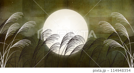 お月見　十五夜　秋　背景 114948354