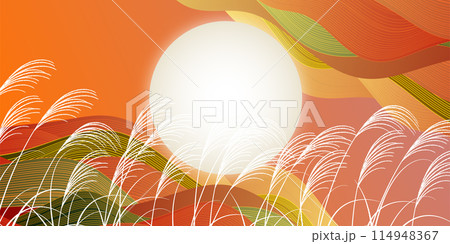 お月見　十五夜　秋　背景 114948367