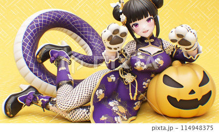 蛇の化身の少女（蛇のコスプレーヤー）ハロウィンにも登場