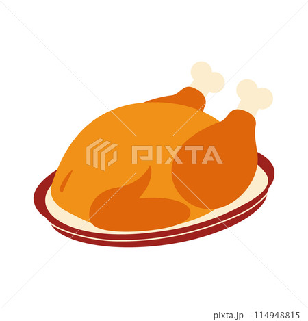 Roasted turkey on a platter Thanksgiving traditional food Icon Sticker Greetings design concept Roasted turkey on a platter Thanksgiving traditional food Icon Sticker Greetings design concept 114948815