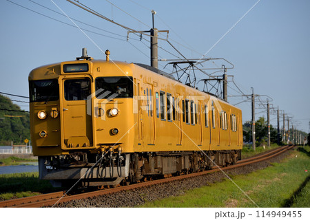 伯備線を走る115系普通電車2両 114949455