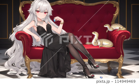 蛇足（足のある蛇）と仲良くしている少女