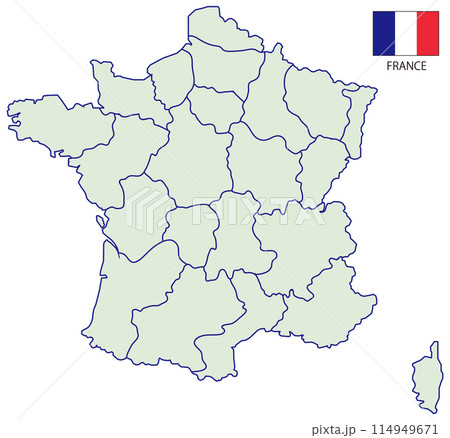 分割できるフランス地図　地方分け 114949671