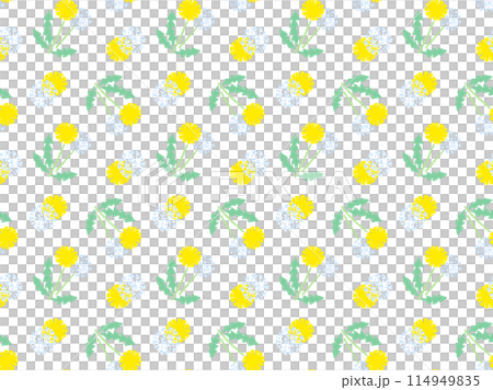 爽やかな黄色いタンポポと綿毛のパターン 114949835