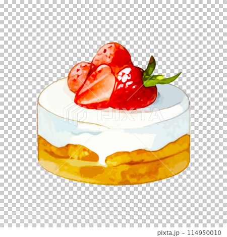 イチゴのショートケーキの水彩風イラスト Generative AI 114950010