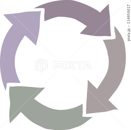 手書き風の4分割したシンプルな矢印のループ_2 手書き風の4分割したシンプルな矢印のループ_2 114950017