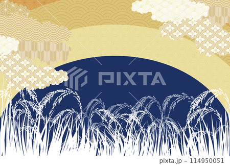 稲　秋　田舎　風景　背景 114950051