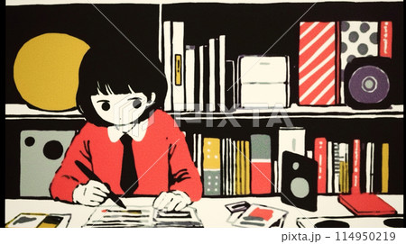 受験勉強中の女子学生
