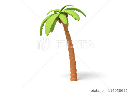 Stylized cartoon 3D palm tree on white Stylized cartoon 3D palm tree on white 114950635