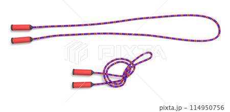 Colorful climbing rope with figure-eight knot Colorful climbing rope with figure-eight knot 114950756