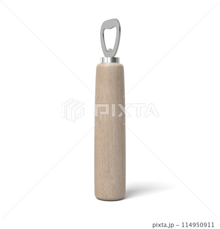 Single wooden handle bottle opener on white 114950911