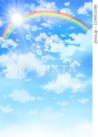 青空と虹の背景　縦長 114951090