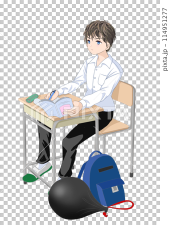 Junior high school boy studying 114951277