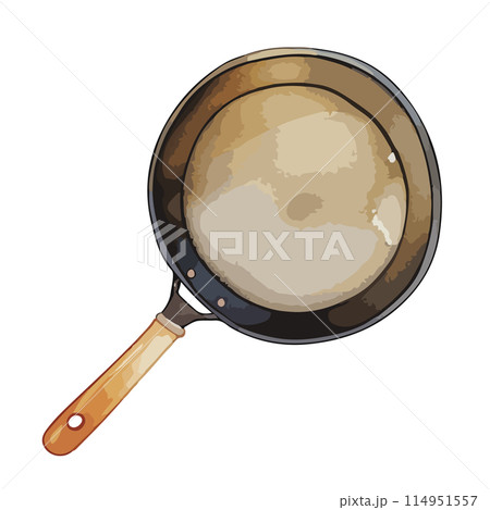 水彩で描いたフライパンのイラスト 114951557