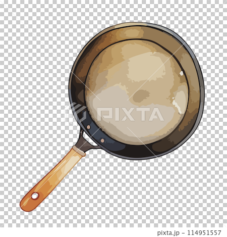 水彩で描いたフライパンのイラスト 114951557