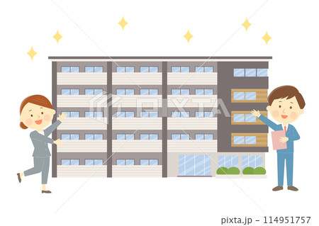 マンションを案内するビジネスマン 114951757