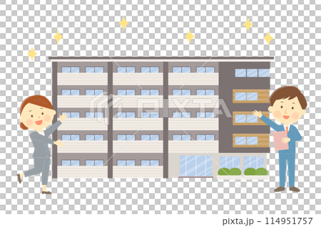 マンションを案内するビジネスマン 114951757