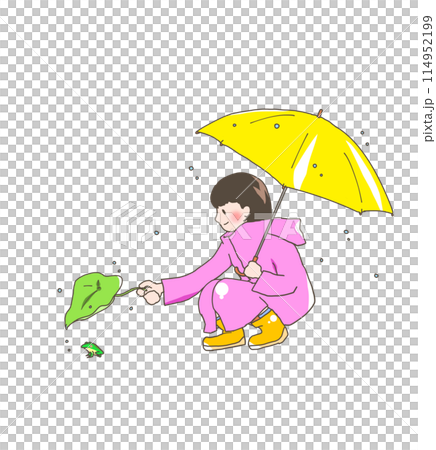 青蛙和女孩避雨 114952199