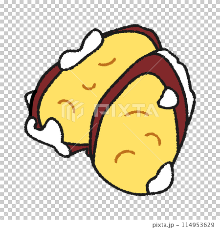 さつまいもの天ぷらの手描き風のアイコンイラスト さつまいもの天ぷらの手描き風のアイコンイラスト 114953629