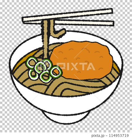 炸丸子蕎麥麵的手繪風格圖示插圖 炸丸子蕎麥麵的手繪風格圖示插圖 114953719