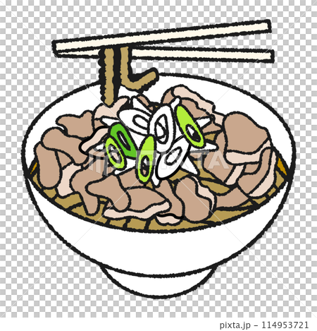 肉そばの手描き風のアイコンイラスト 114953721